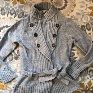 Banana Republic L Gray Cotton Turtleneck Cardigan